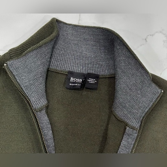 Hugo Boss Regular Fit Wool Blend Full Zip Sweater Jacket - Picture 3 of 4